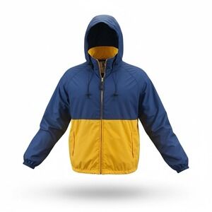 VINTAGE WEARGUARD Mens XL Blue Yellow Hooded Windbreaker Jacket